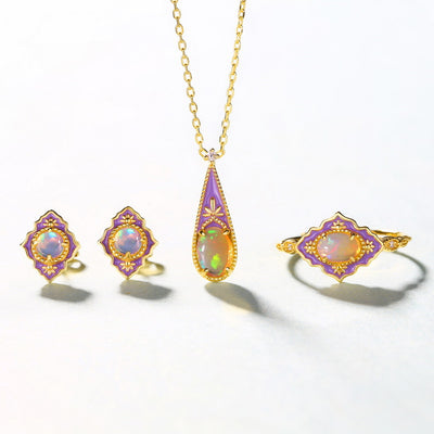 Aretes Ópalo Degradado con Esmalte Brillante - Image 3