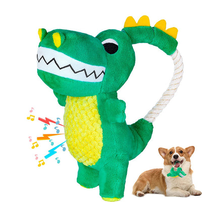 Juguete Masticable para Perros con Sonido - Dinosaurio Peluche Interactivo