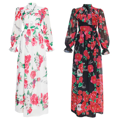 Vestido Largo Africano de Gasa con Estampado y Falda Amplia para Mujer - Image 9