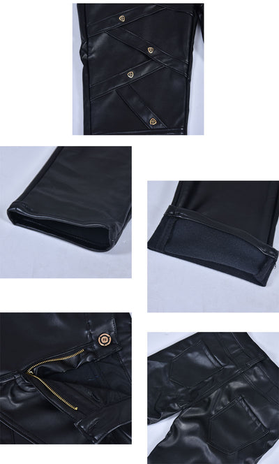 Pantalones de Cuero Ajustados con Cierre para Hombre - Otoño e Invierno - Image 21