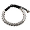 Sterling Plateado Thorny Snake Bone Adjustable Vintage Woven Rope Bracelet Negro S