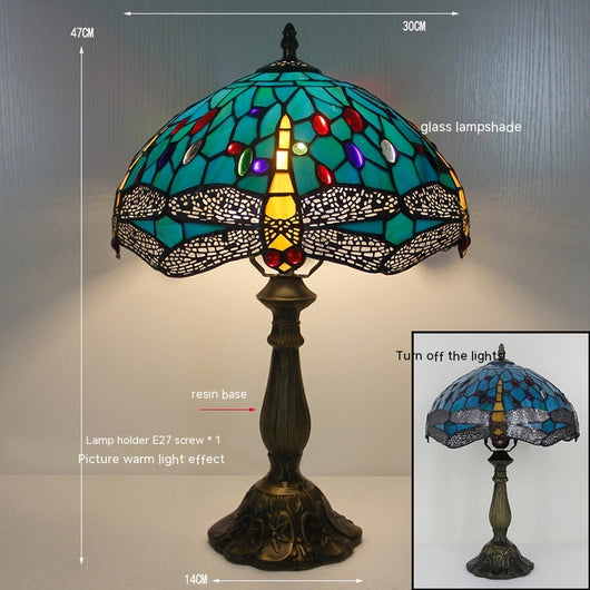 Lámpara de Mesa Libélula Tiffany con Piedra - Retro para Dormitorio y Sala - Image 16