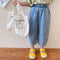 Pantalones Vaqueros Retro Niña Cintura Alta Pierna Ancha Corte Relajado