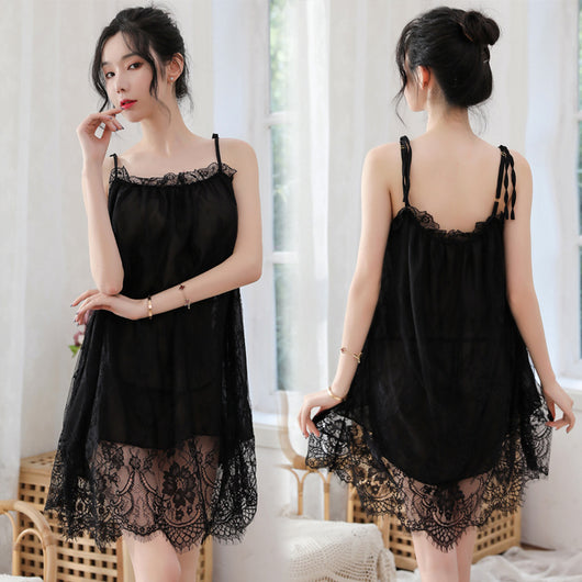 Camisón Sexy de Verano en Encaje y Gasa con Tirantes Ajustables - Image 9