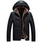 Chaqueta de Cuero PU con Capucha y Forro Polar Grueso para Hombre - Invierno