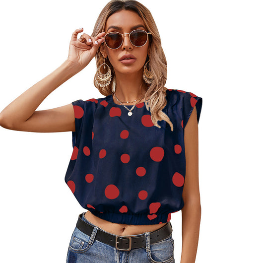 Blusa Sleeveless Lunares Grandes Cuello Ancho Abedul Moda Simple Multiuso - Image 5