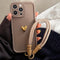 Funda de Silicona para Celular con Diseño de Corazón y Cordón Dorado