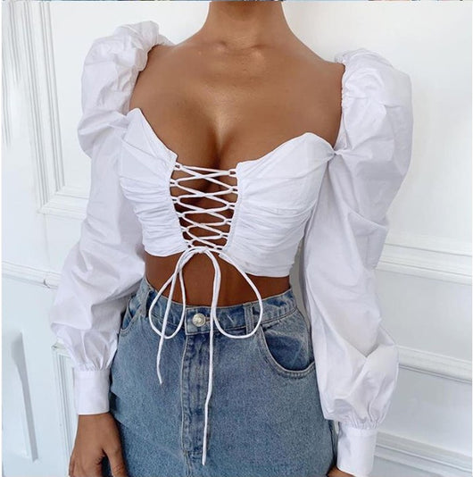 Blusa Manga Larga con Escote en V y Tiras Ajustables - Image 17