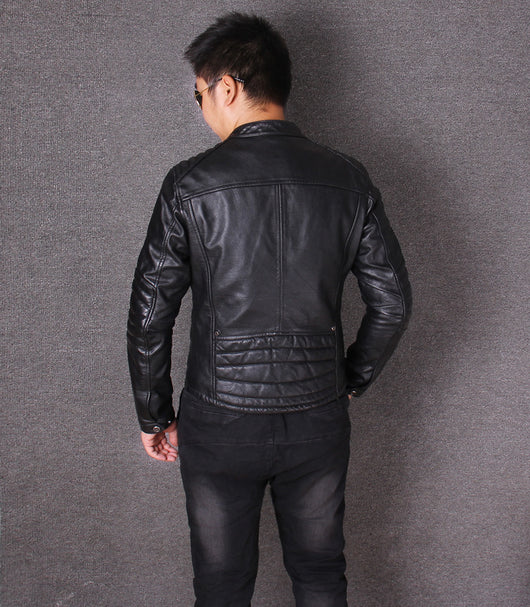 Chaqueta de Cuero Slim Fit con Cuello Alto para Hombre - Diseño Moderno y Trendy - Image 20