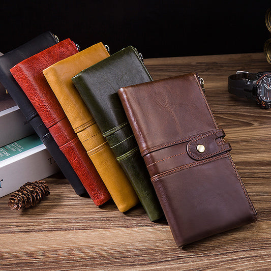Cartera Larga de Cuero para Hombre con Múltiples Compartimentos Estilo Business