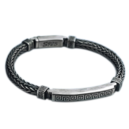 Pulsera de Plata Tailandesa Personality Tide - Diseño Moderno Unisex