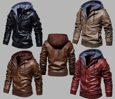 Chaqueta de Cuero PU con Capucha para Hombre - Image 9