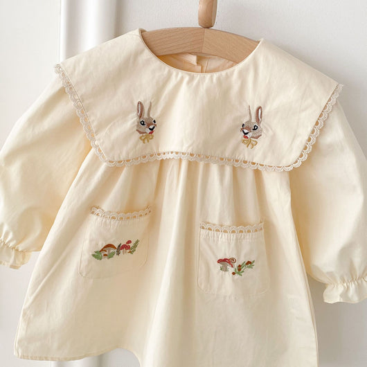 Vestido Infantil Coreano con Bordado de Conejo Animado - Image 16