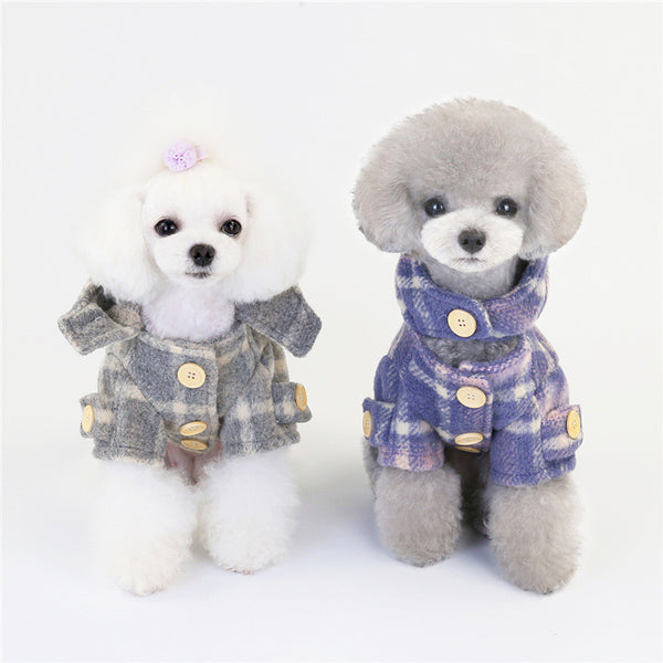 Abrigo Cuadriculado de Lana para Perros - Diseño Elegante para Otoño e Invierno