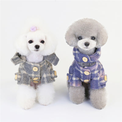 Abrigo Cuadriculado de Lana para Perros - Diseño Elegante para Otoño e Invierno
