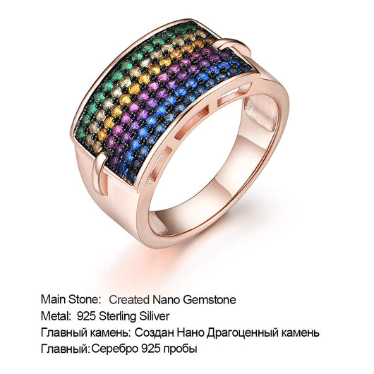 Anillo de Plata 925 con Gemas Arcoíris - Diseño Personalidad - Image 7
