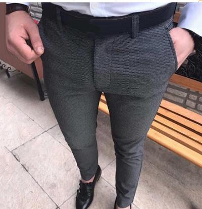 Pantalones casuales ajustados de color liso para hombre - Image 12