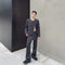 Traje Corto Casual Otoño a Rayas Cuello Redondo Bootcut