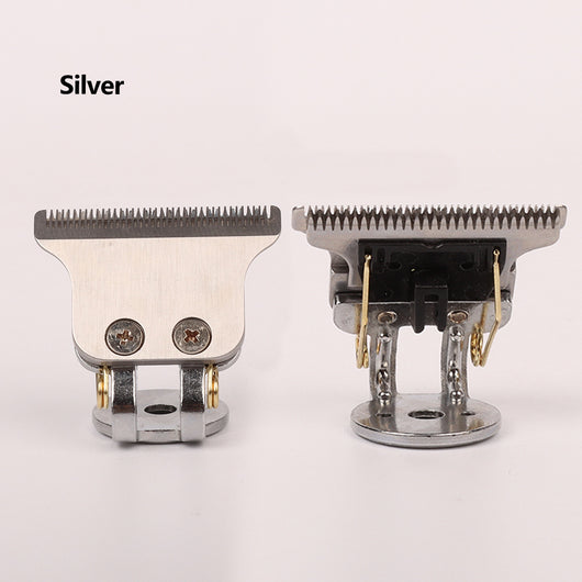 Two silver T9 shaver cutter heads, one front view and one back view, on a white background. - Image 4