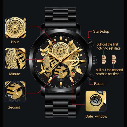Reloj Multifuncional para Hombre con Diseño Calado y Calendario - Image 5
