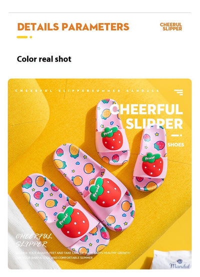 Pantuflas Infantiles de Fresa con Suela Antideslizante - Comodidad Suave para el Verano - Image 3
