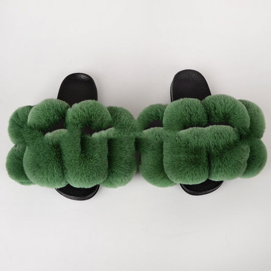 Pantuflas y Sandalias con Bola de Pelaje Sintético de Zorro - Image 17