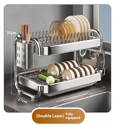 Escurridor de Platos en Acero Inoxidable con Bandeja de Drenaje - Image 8