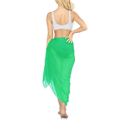 Women's navy blue chiffon sarong, long and flowing, draped over a model's arm against a white background. - Image 9