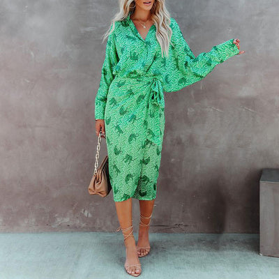 Vestido Camisa Oversized con Solapa - Corte Irregular y Manga Larga - Image 2
