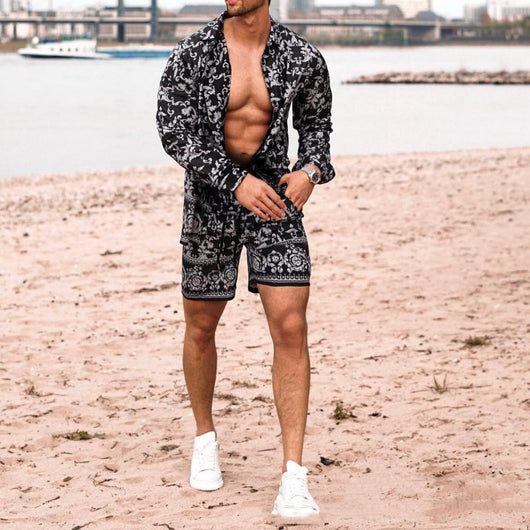 Conjunto Casual Playa: Camisa Manga Larga y Shorts - Image 11