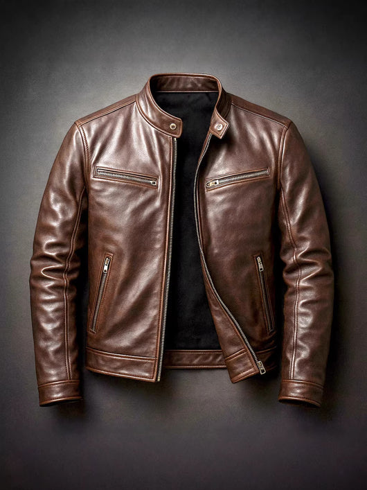 Chaqueta de Cuero PU para Motociclista con Cuello Alzado - Image 9