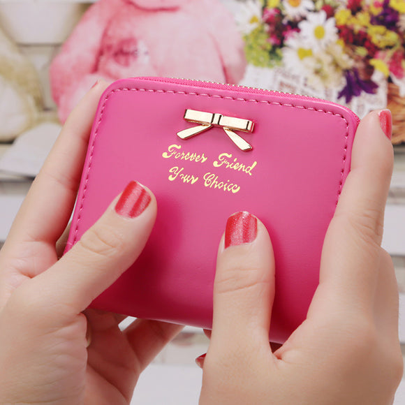 Monedero Compacto con Lazo para Mujer - Cartera Pequeña con Cierre