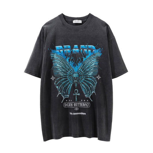 Playera Negra Estampado Calavera Diablo para Hombre
