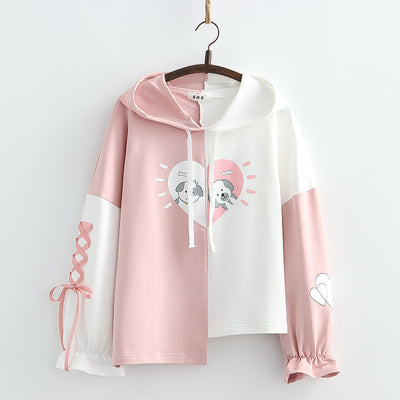 Chaqueta Sudadera con Capucha Estampado Perro Love - Diseño Asimétrico para Ella - Image 9