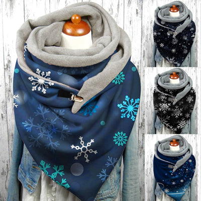 Bufanda Invierno Mujer con Estampado Artístico y Botones