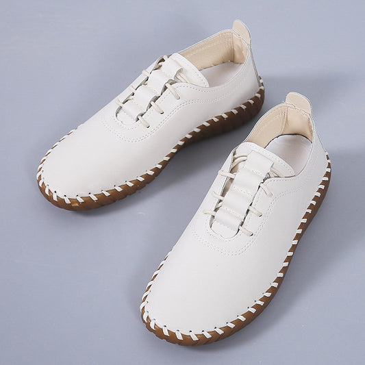 Zapatos Planos Cómodos para Mujer con Cordones y Punta Redonda