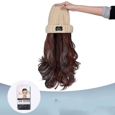 Gorro Peluca Degradado Beige Otoño Invierno - Cabello Rizado Largo - Image 7