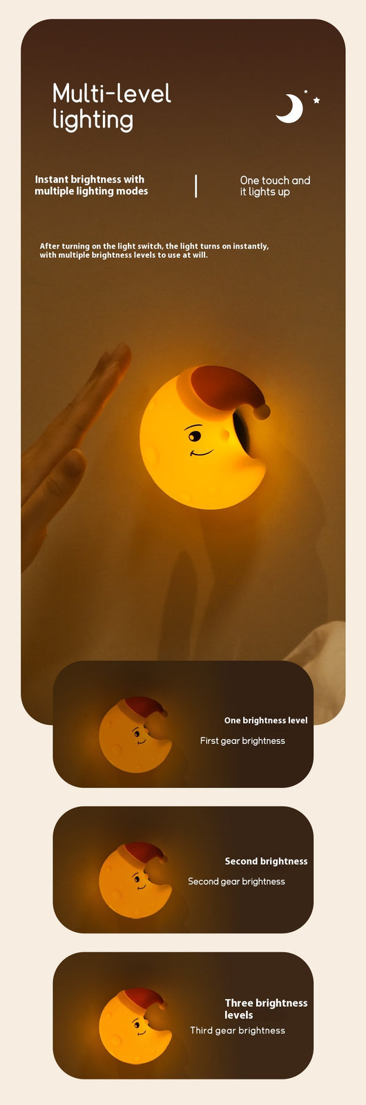 Lámpara LED Táctil Nube Moon XINGX - Luz Recargable con Imán para Mesita de Noche - Image 16