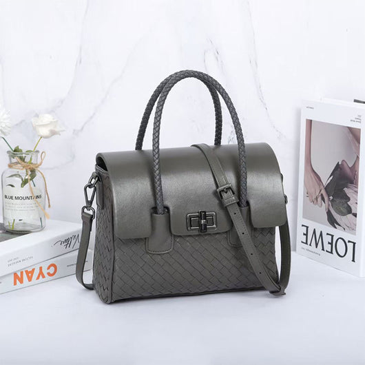 Bolso Bandolera de Cuero Tejido con Gran Capacidad para Mujer - Image 14