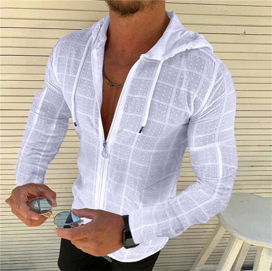 Cardigan Hoodie con Cierre de Cremallera para Hombre - Camisa Casual Versátil - Image 9