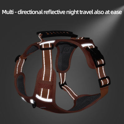 Orange no-pull dog harness with reflective strips, adjustable buckles, and a top handle for training and outdoor use. - Image 2