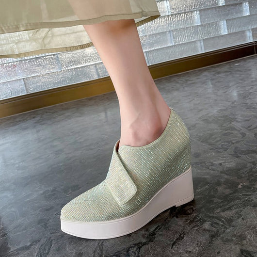 Zapatos de Cuña con Plataforma para Mujer en Azul - Tacón Alto Elegante
