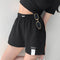 Shorts Deportivos de Cintura Alta con Letras y Cordón Ajustable para Mujer
