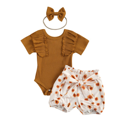 Conjunto Infantil: Top Estilizado y Shorts Estampados con Diadema Gratis - Image 5