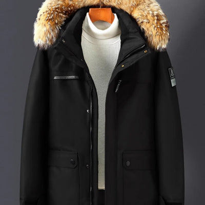 Chaqueta Acolchada de Plumón de Pato para Hombre con Cuello de Piel - Image 6