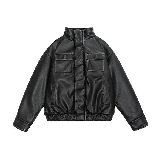 Chaqueta Retro Americana de Cuero y Pelaje