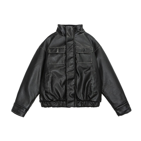 Chaqueta Retro Americana de Cuero y Pelaje