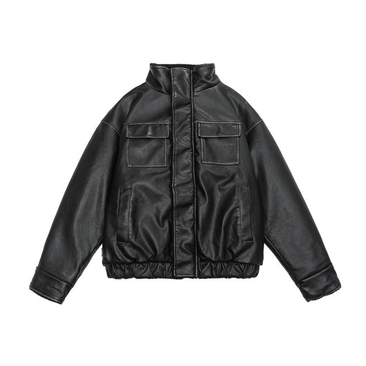 Chaqueta Retro Americana de Cuero y Pelaje
