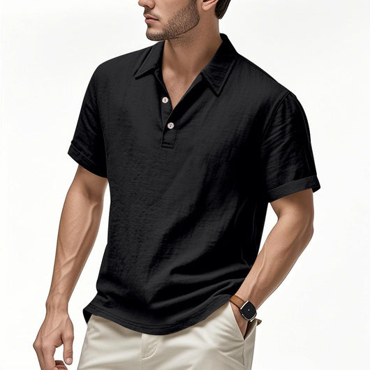 Polo Casual Británico Hombre con Cuello Solapa y Cierre de Hebilla en Lino - Image 4