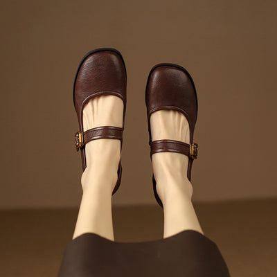 Zapatos de Tacón Grueso con Punta Redonda para Mujer